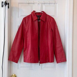 Dialogue Women's Vintage Red Leather Jacket, Size Small